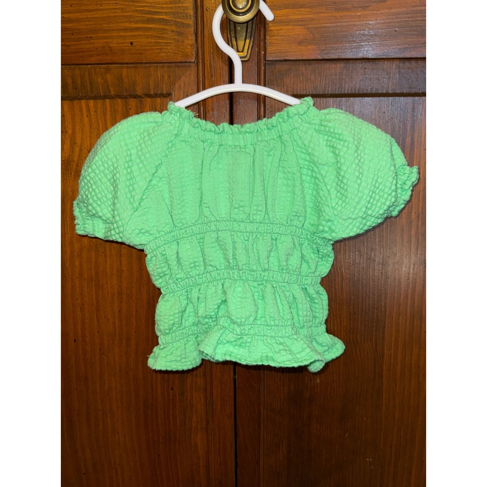 Garanimals Girls Green Seersucker Smocked Top and Shorts Set 3-6M - Picture 3 of 8